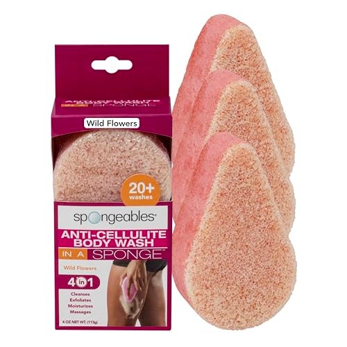 Spongeables Anti Cellulite Body Wash in a 20+ Wash Sponge, Wild Flower, 3 Count - Image 5