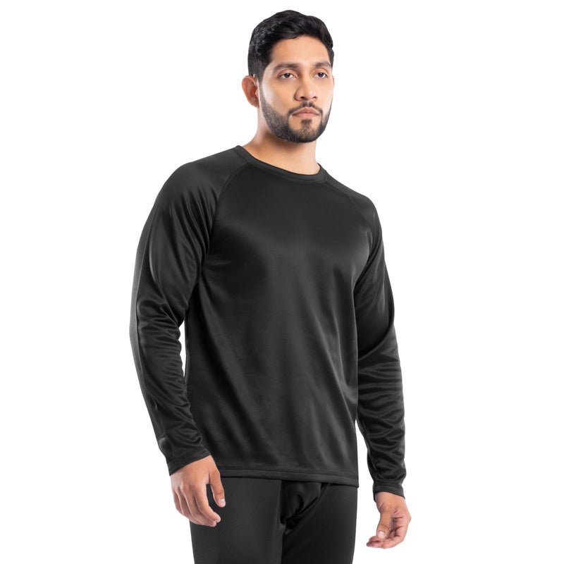 Realtree Men's Heavyweight Fleece Thermal Underwear Top, Pitch Black, Large - Image 4