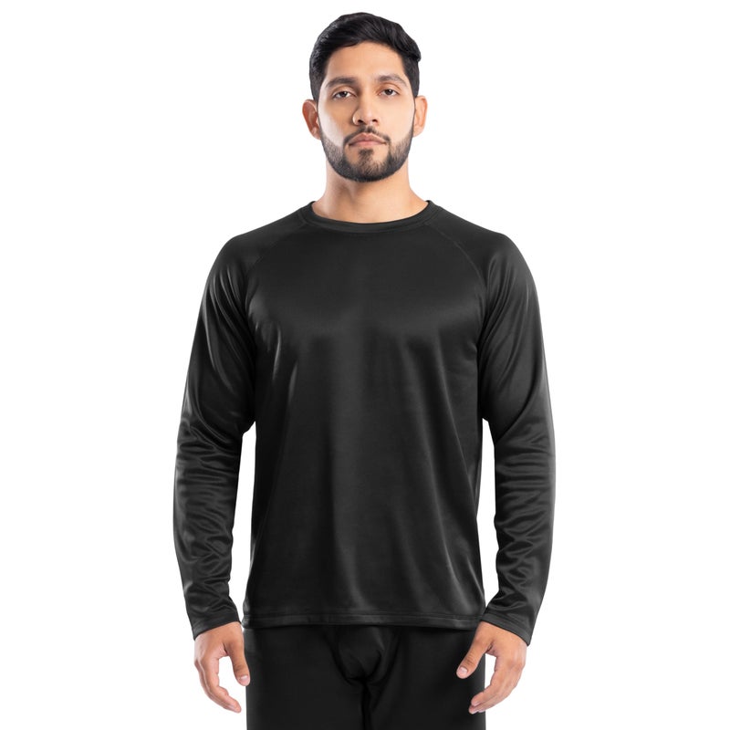 Realtree Men's Heavyweight Fleece Thermal Underwear Top, Pitch Black, Large - Image 1