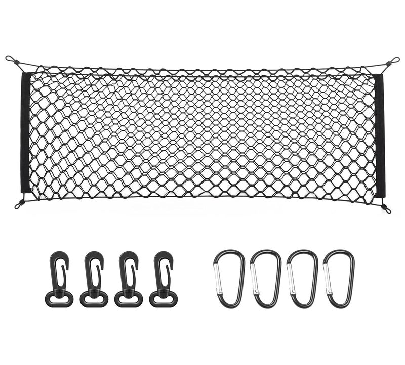 MICTUNING 2Layer Heavy Duty SUV Truck Cargo Net 44 x 15 Inch Universal Bed Net with Hooks Adjustable Highly Elastic Storage Organizer Mesh Net Compatible for Pickup Truck SUV