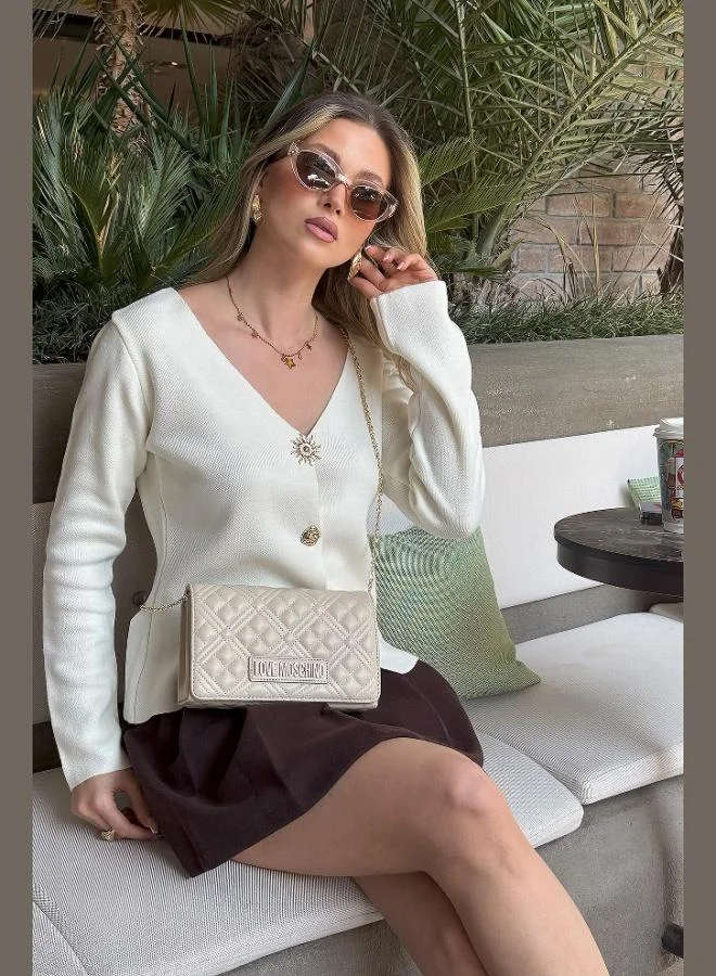 ليلا كارديجان نسائي محبوك بياقة على شكل حرف  وأزرار من ليلا بريميوم