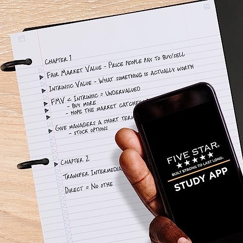 Five Star Flex Refillable Notebook + Study App, College Ruled Paper and 1-1/2 Inch TechLock Ring Binder with Pockets, Tabs and Dividers, 300 Sheet Capacity, Pacific Blue (29324AD2) - Image 3