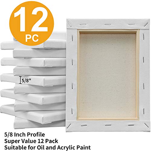 FIXSMITH Stretched Canvas- 6x8 Inch, Bulk Pack of 12, White Blank Canvases for Painting, Primed,100% Cotton,5/8 Inch Profile of Super Value Pack for Acrylics,Oils & Other Painting Media. - Image 3