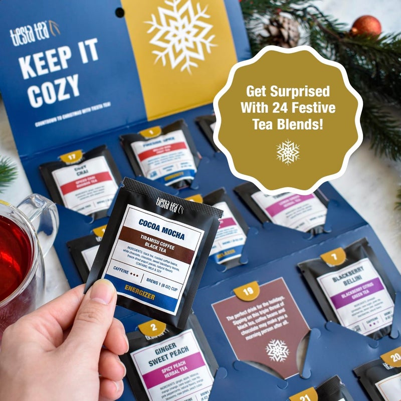Tiesta Tea Advent Calendar 2025, Loose Leaf Herbal Tea Variety Pack, 24 Exquisite Loose Leaf Blends for Brew Lovers, Box of Herbal and Fruit Infusions, Hot or Iced, Holiday Gift Set Package - Image 3
