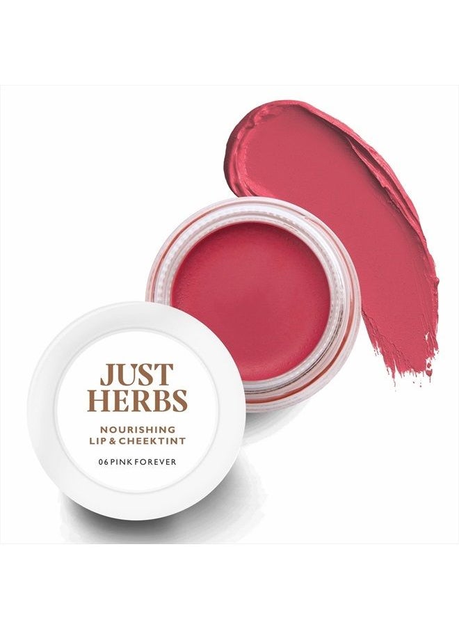 Just Herbs Organic Creamy Matte 3 in 1 Lip & Cheek Tint, Blush For Women - SLS ,Chemical & Paraben Free - 0.14 fl. oz. (Pink Forever)  - Image 1