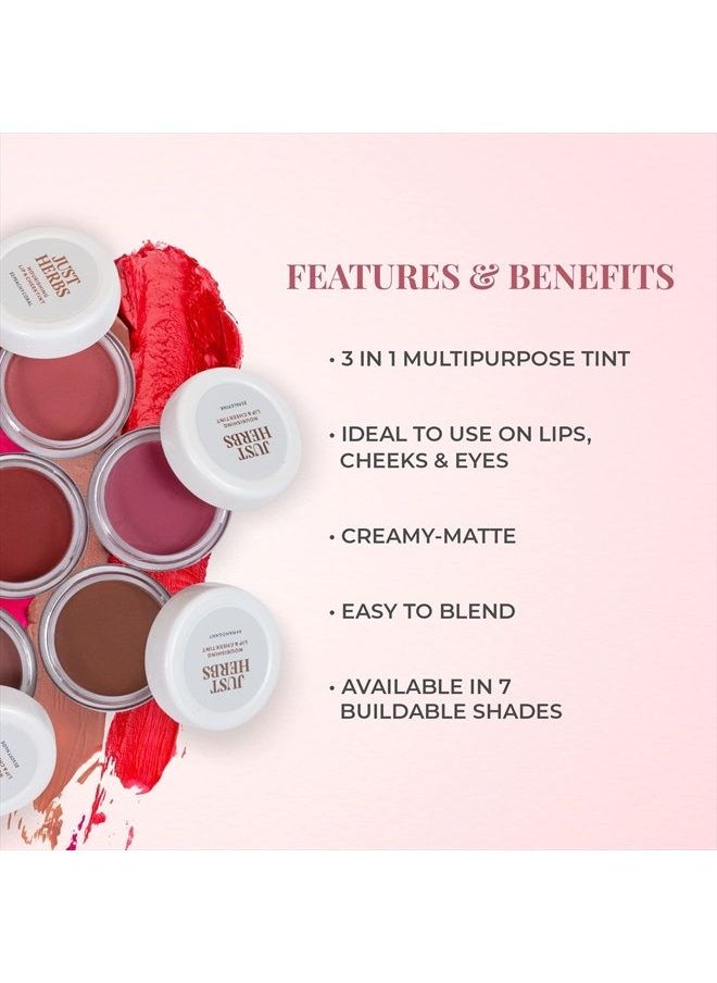 Just Herbs Organic Creamy Matte 3 in 1 Lip & Cheek Tint, Blush For Women - SLS ,Chemical & Paraben Free - 0.14 fl. oz. (Pink Forever)  - Image 2