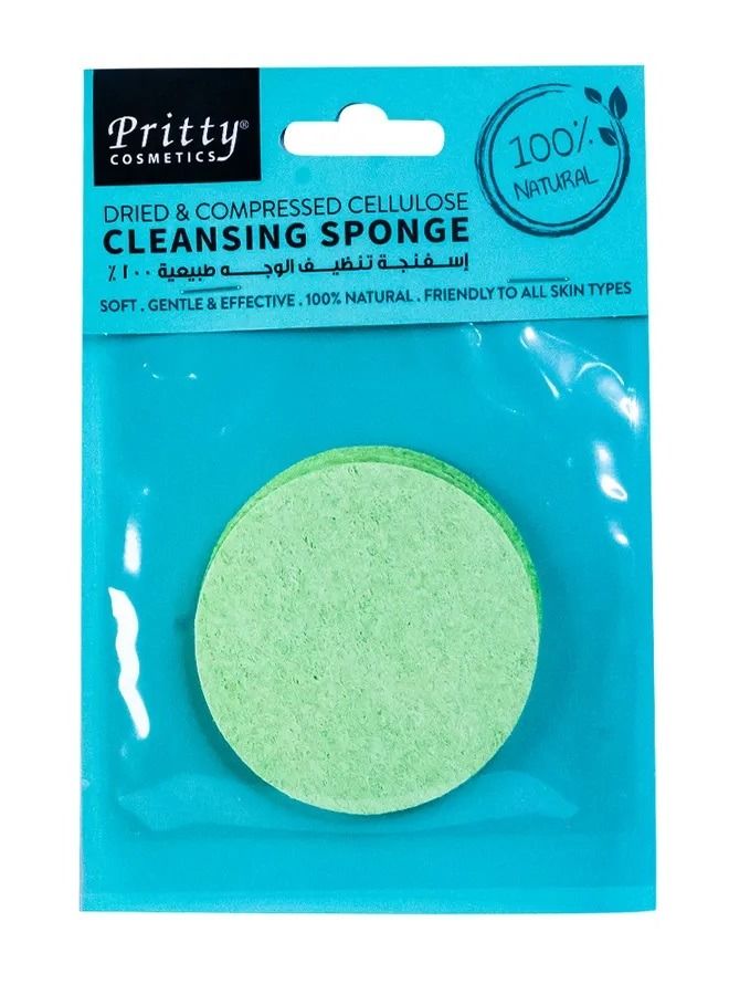 Dried & Compressed Cellulose Cleansing Sponge Green