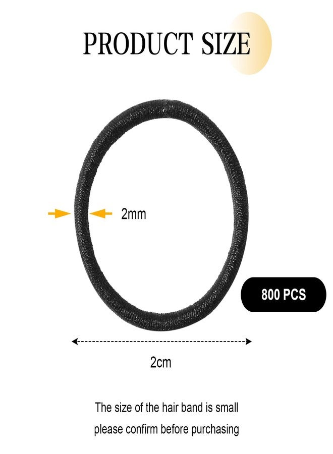 Canlierr 800 Pcs Hair Elastics Bulk 2mm x 2 cm Small Non Metal Rubber Bands Ties Ponytail Holders for Women Men Straight Curly Hair(Black) - Image 2
