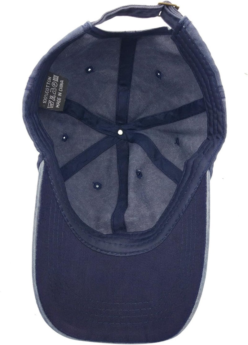 FASHOLIC Plain Washed Denim Baseball Cap for Men & Women | Adjustable Unisex Solid Colour Cap (Blue) - Image 2