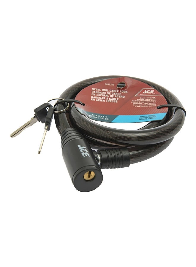 ACE Sturdy and Durable 2-Keys Steel Coil Bicycle Cable Lock Black 3 ft HC82106 - Image 3
