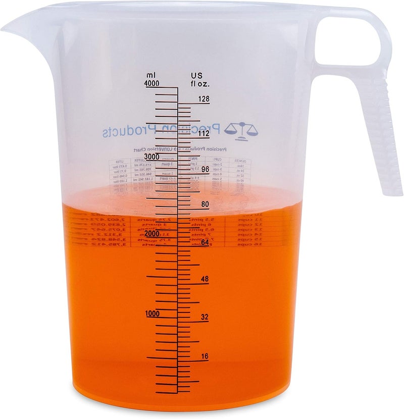 Turnah One Gallon 128oz Measure Pitcher - Convenient Conversion Chart - Strong Food Grade - Great for Lawn, Chemicals Pool, Ag, Lye, Home Hobbies, Motor Oil, Fluids - Precision Products, Made in USA - Image 1