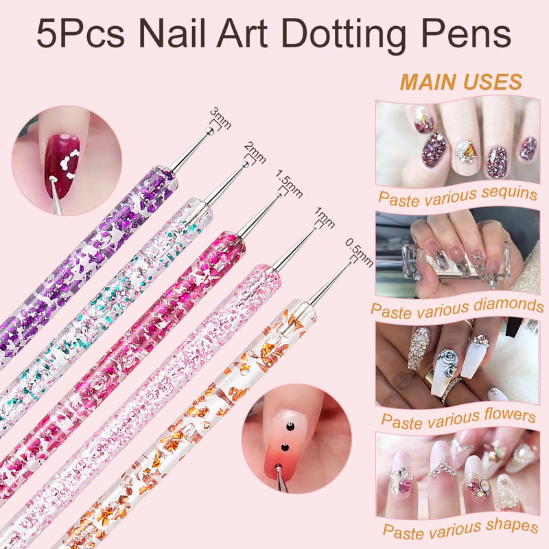 MYR 34Pcs Nail Art Brushes, Nail Art Brush Set, Nail Art Tools, including Nail Design Brushes, Nail Dotting Tool, Nail Drawing Pens, Nail Brush Brackets, Nail Nano Polishing Rubs - Image 4