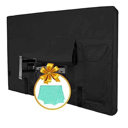Easy-Going Outdoor TV Cover for 56 to 58 inches LCD, LED, Waterproof, Weatherproof and Dust-Proof TV Screen Protectors with Cleaning Cloth (58 inch,Black) - Image 1
