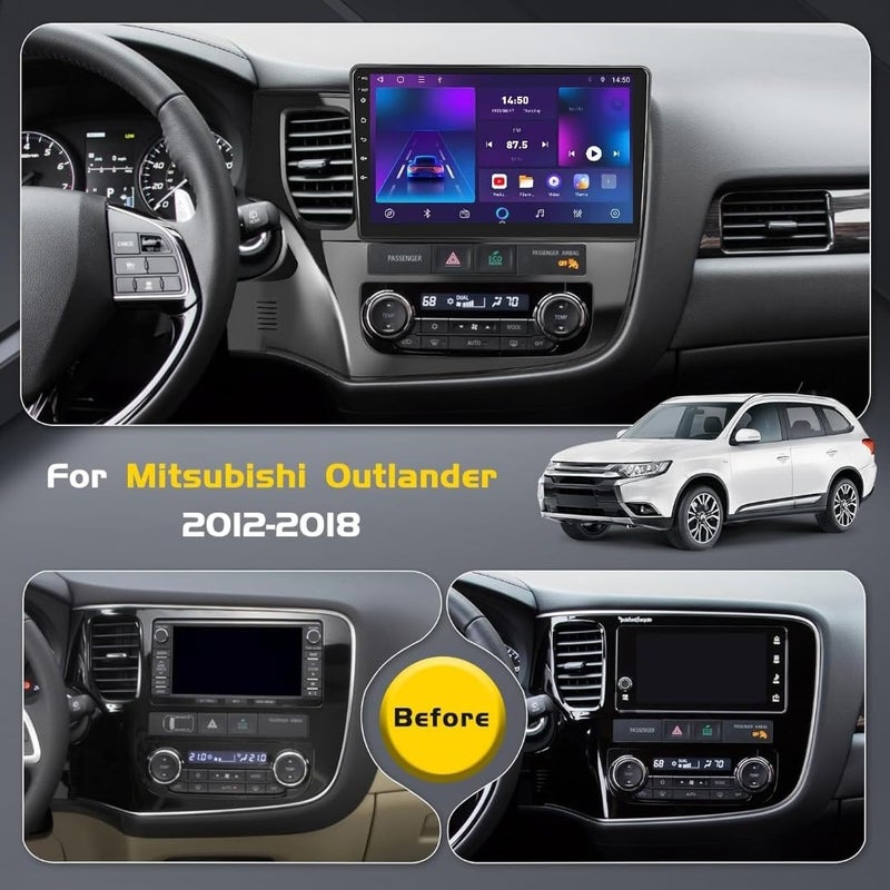 Vierex Fit Mitsubishi Outlander Car Stereo Outlander Android Screen 2012-2018,QLED Touchscreen, Wireless CarPlay & Android Auto, WiFi, GPS, BT,DSP (8+128GB 8CORE Carplay) - Image 2