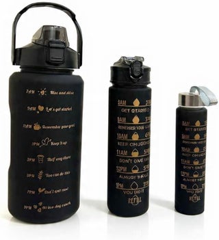 3 in 1 Sports Water Bottle Set (2L + 900ml + 300ml) | Motivational Time Marke... - view 2