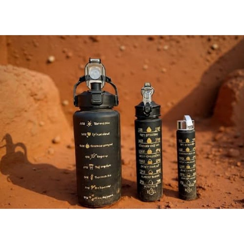ALKAYAN 3 in 1 Sports Water Bottle Set (2L + 900ml + 300ml) | Motivational Time Marke... - Image 5