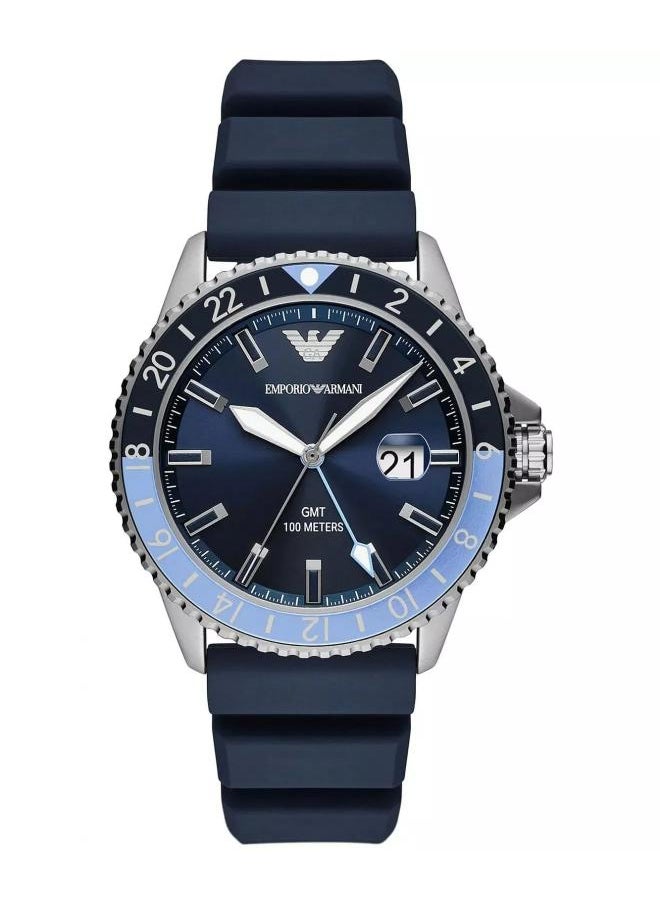 armani Armani GMT Dual Time Blue Silicone Watch - AR11592  - Image 1