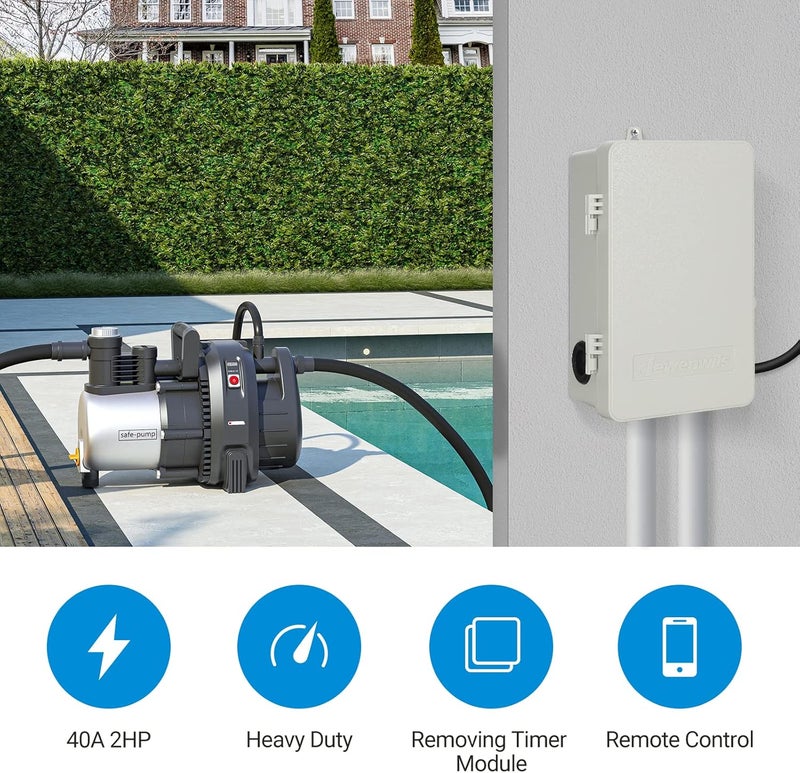 DEWENWILS Pool Timer, WiFi Timer Switch, Heavy Duty 40A 120-277 VAC 2HP, Compatible with Smart Phone, Alexa, Google Assistant, ETL Listed - Image 2