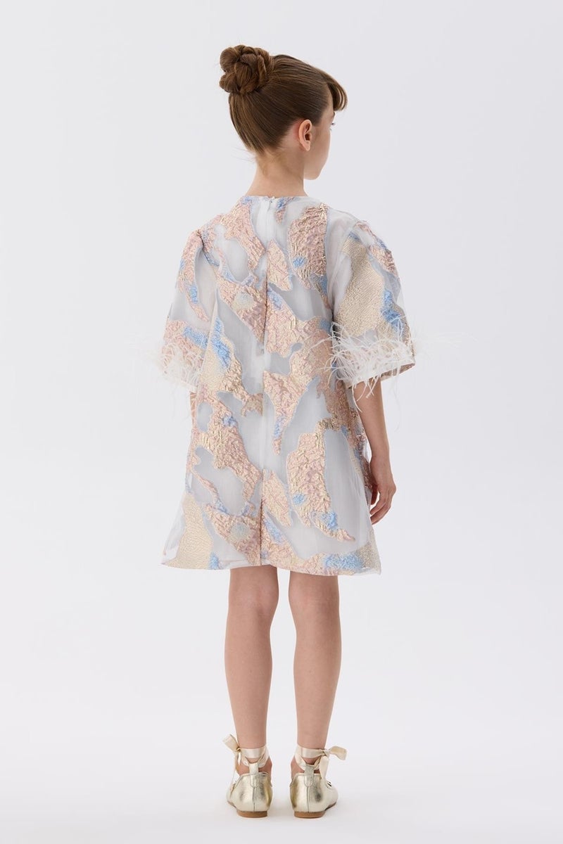 TYESS Feathered Sleeve Dress - Image 4