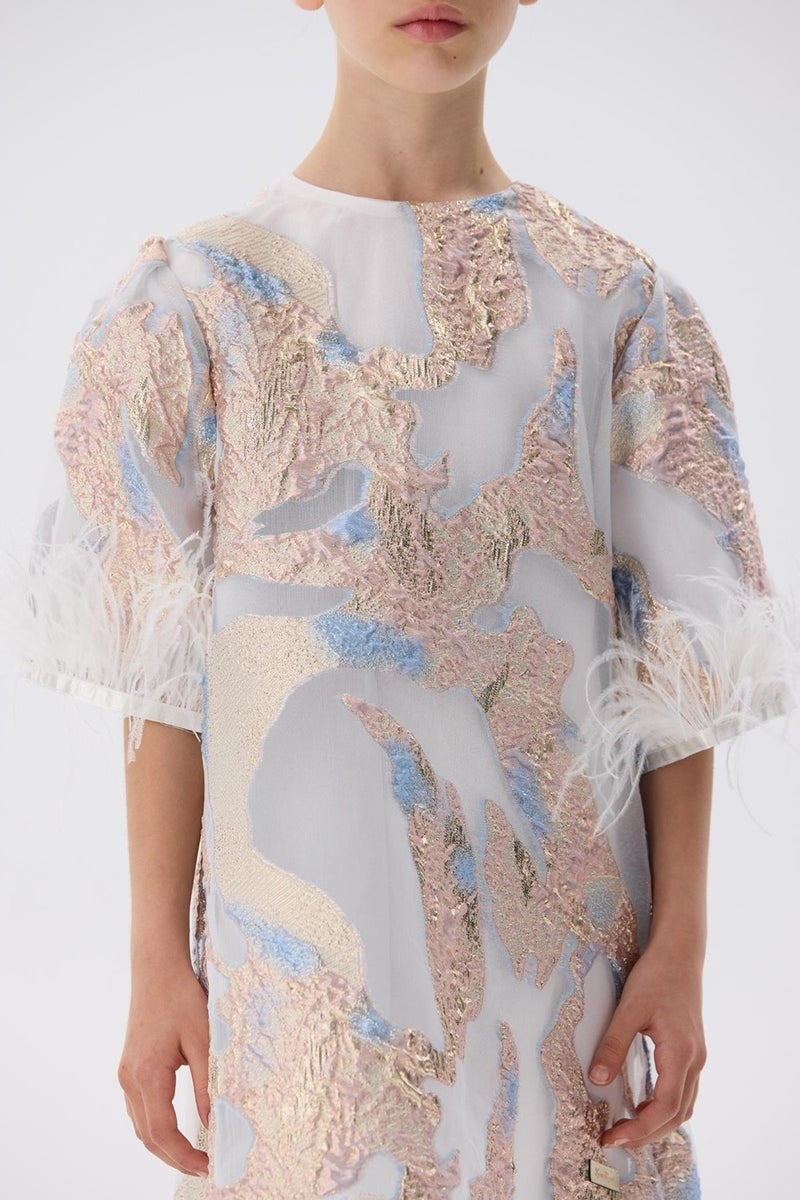 TYESS Feathered Sleeve Dress - Image 3