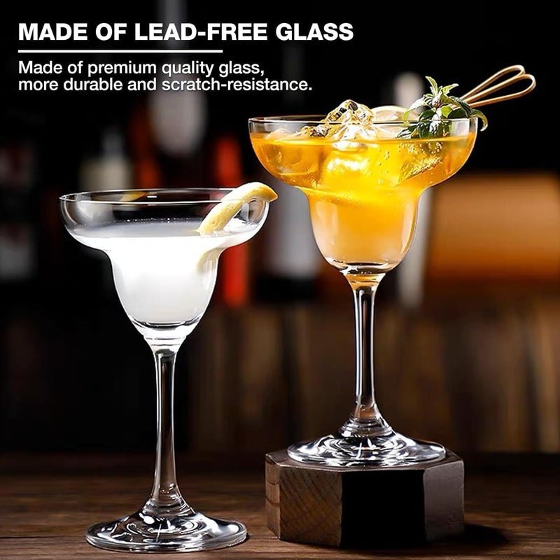 VILON Margarita Glasses Set of 6 Cocktail Glasses with stem Crystal Glassware for Frozen Martini Mixing Cocktails Classic Cocktail Glasses for Drinks Clear Margherita 180ML - Image 2