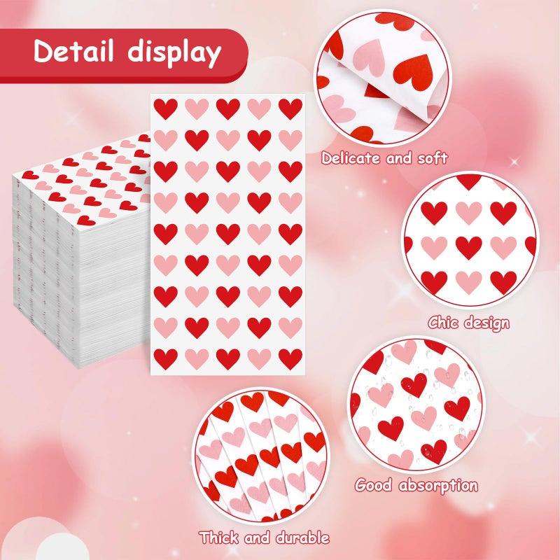 Whaline 50Pcs Valentine's Day Guest Napkin Red Pink Heart Paper Napkin Disposable Dinner Hand Towel Napkin For Kitchen Bathroom Party Supplies - Image 3