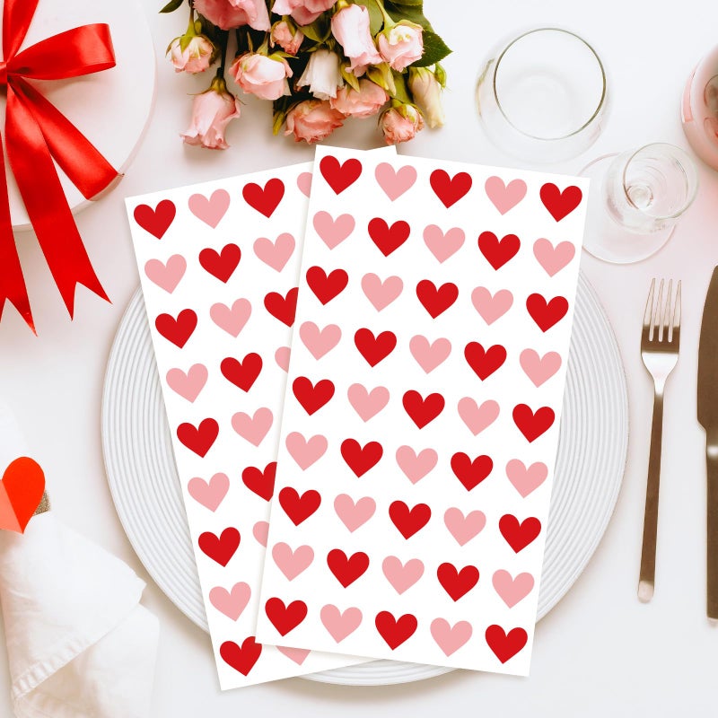 Whaline 50Pcs Valentine's Day Guest Napkin Red Pink Heart Paper Napkin Disposable Dinner Hand Towel Napkin For Kitchen Bathroom Party Supplies - Image 5