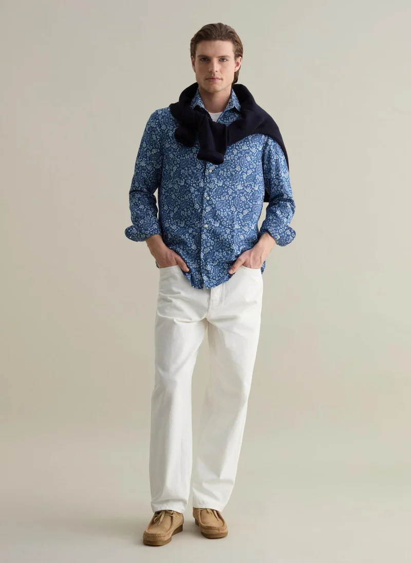 او في اس Cotton Shirt With Paisley Print