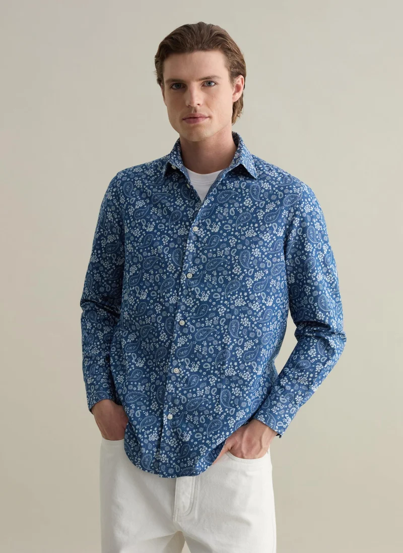 او في اس Cotton Shirt With Paisley Print