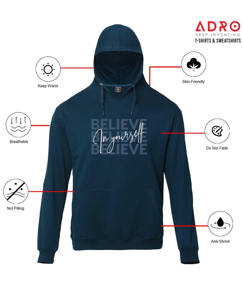 ADRO Men's Cotton Neck Hooded Sweatshirt (H22-M-INV-SB_Teal_L) - Image 3