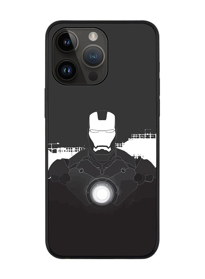 Stylizedd Rugged Black edge case for Apple iPhone 14 Pro Max Slim fit Soft Case Flexible Rubber Edges Anti Drop TPU Gel Thin Cover - Iron Man Beam - Image 1