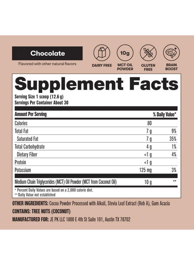 Perfect Keto 7g MCT Oil Powder, Medium Chain Triglycerides Supplement, Non Dairy Coffee Creamer for Keto Diet, Ketogenic MCT Oil Mix for Coffee, Smoothie, Protein Shakes, Chocolate, 30 Servings - Image 1
