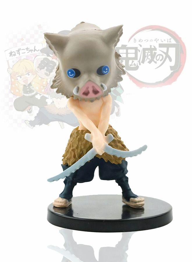 GROIC 6 Pieces of Demon Slayer Statue Figure with Bases Collectible Action Model Set Car Decoration Cake Tanjirou Nezuko Zenitsu Agatsum Giyu Tomioka Shinobu Kocho - Image 4
