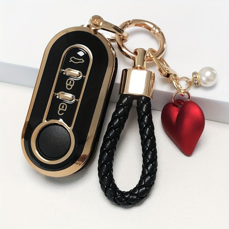 Soft Full Coverage Protective Key Case for Fiat 500 Red Suit - Image 4