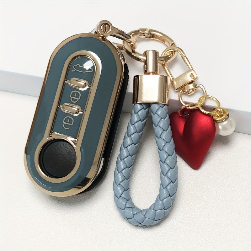 Soft Full Coverage Protective Key Case for Fiat 500 Red Suit - Image 5