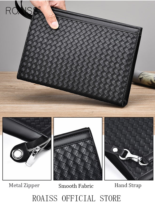 roaiss - Large Capacity Men Clutch Bag  Business Casual Wear Resistant Soft Fabric Multilayer Space Quality Inside - Image 1
