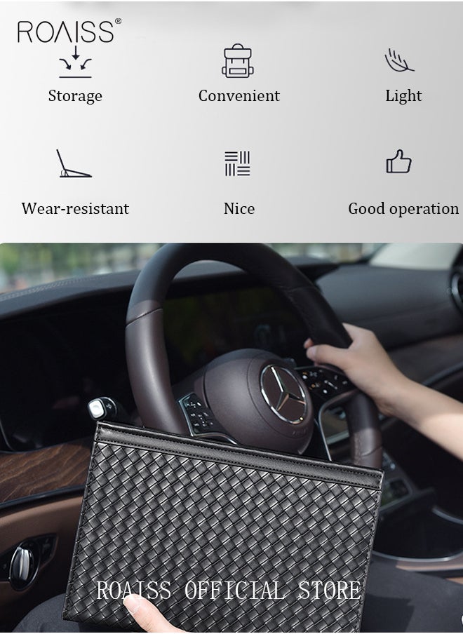 roaiss - Large Capacity Men Clutch Bag  Business Casual Wear Resistant Soft Fabric Multilayer Space Quality Inside - Image 1