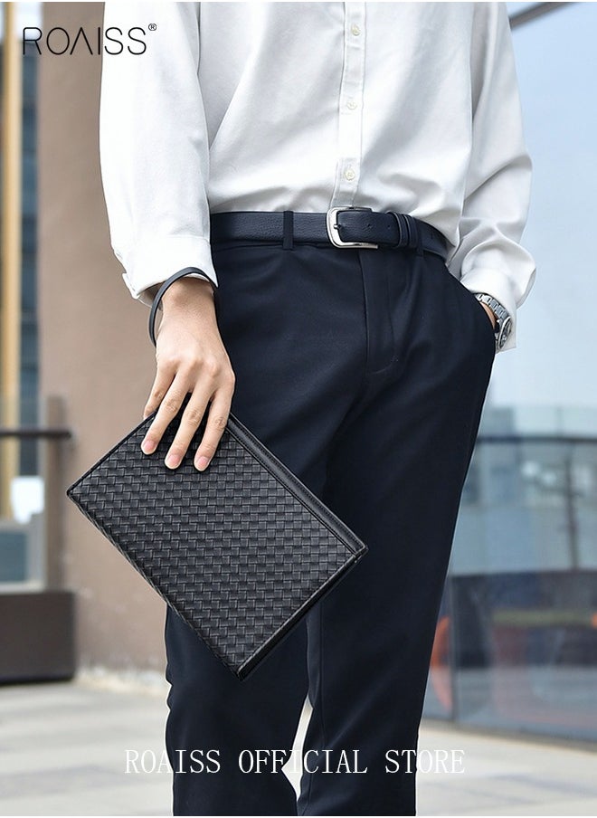 roaiss - Large Capacity Men Clutch Bag  Business Casual Wear Resistant Soft Fabric Multilayer Space Quality Inside - Image 1