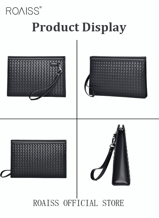 roaiss - Large Capacity Men Clutch Bag  Business Casual Wear Resistant Soft Fabric Multilayer Space Quality Inside - Image 1