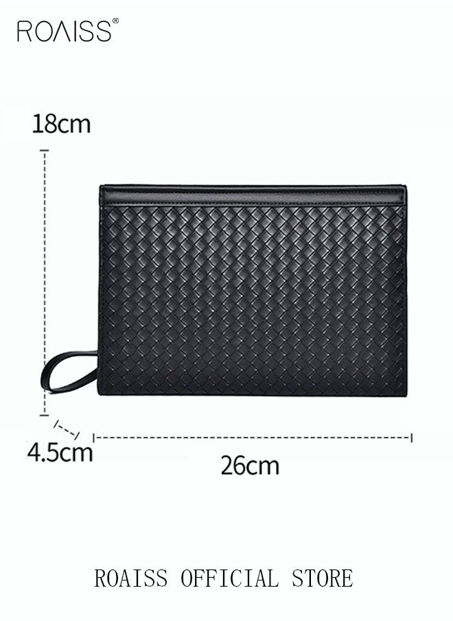 roaiss - Large Capacity Men Clutch Bag  Business Casual Wear Resistant Soft Fabric Multilayer Space Quality Inside - Image 1