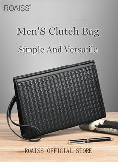 roaiss Large Capacity Men Clutch Bag  Business Casual Wear Resistant Soft Fabric Multilayer Space Quality Inside  - Image 3