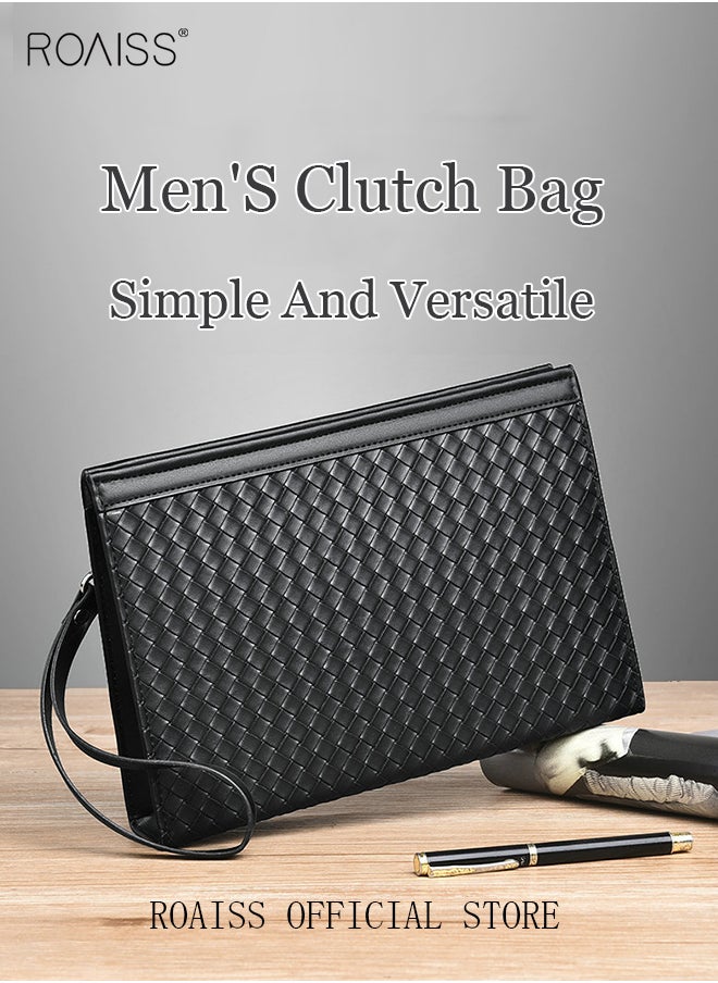 roaiss - Large Capacity Men Clutch Bag  Business Casual Wear Resistant Soft Fabric Multilayer Space Quality Inside - Image 1