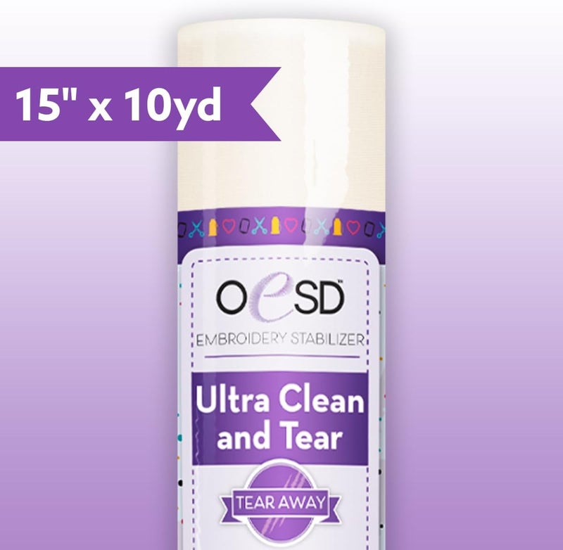 OESD لفافة مثبت Ultra Clean & Tear القابل للتمزيق مقاس 15 بوصة × 10 ياردة - Image 1
