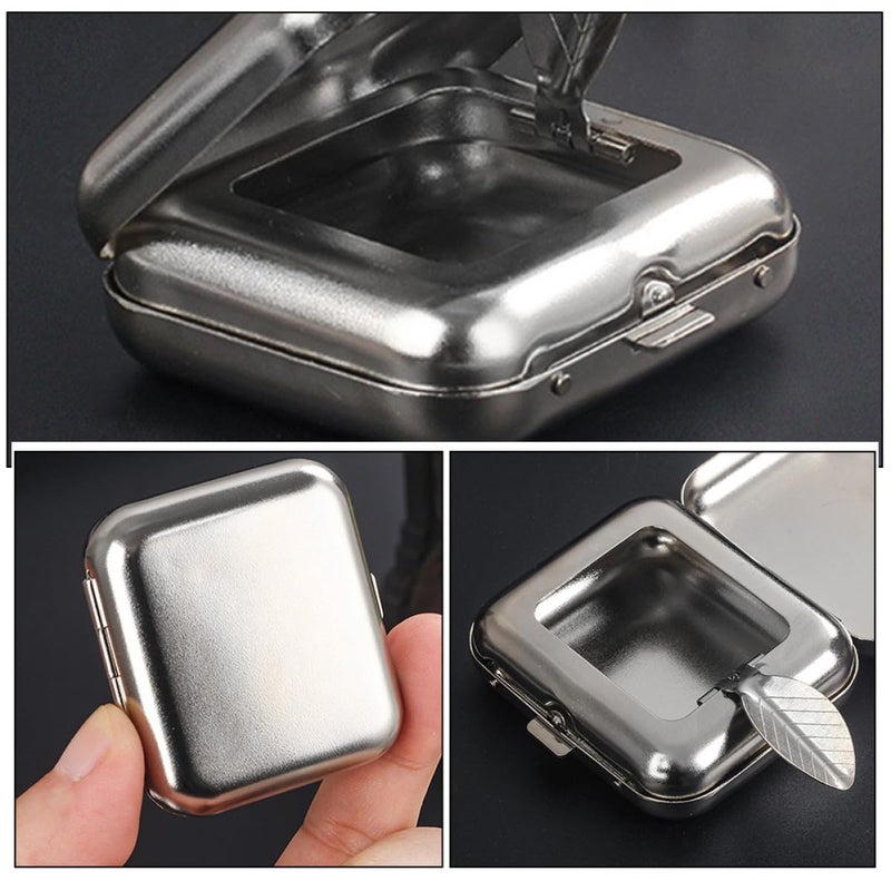 Portable Metal Ashtray With Lid Compact Travel Pocket Size For Car Outdoor Use - Image 4