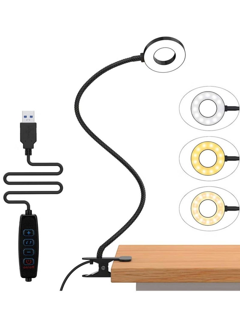 فياكين مصباح طاولة كلبس LED للقراءة - إضاءة دراسة مع حماية العين، 10 مستويات سطوع و3 أوضاع إضاءة، بتصميم مرن يعمل بالUSB - Image 1