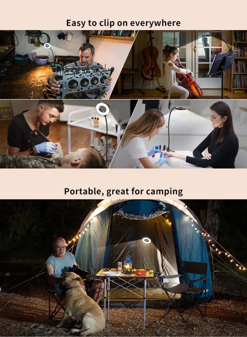 فياكين مصباح طاولة كلبس LED للقراءة - إضاءة دراسة مع حماية العين، 10 مستويات سطوع و3 أوضاع إضاءة، بتصميم مرن يعمل بالUSB - Image 5