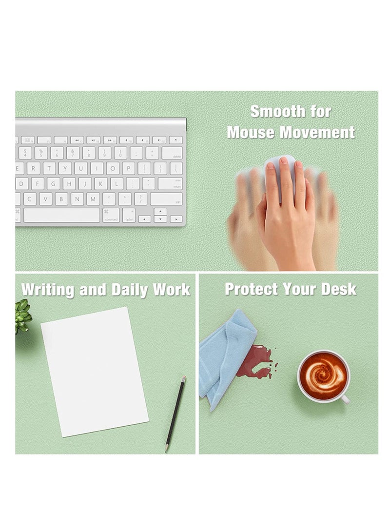 SYOSI Desk Pad, PU Leather Mouse pad Desk mat, Microfiber Desk pad Mouse pad, Waterproof Desk Mat for Desktop, Laptop Keyboard Mat, Non-Slip Desk Writing Pad for Office, Lake Green (11.8''X23.6'') - Image 4