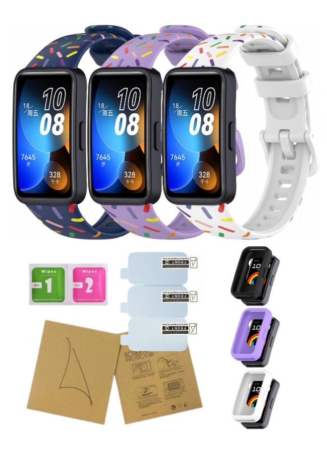 HW - 3 Sets Of Huawei Band 8 Band 9 Replacement Straps Including Silicone Protective Case With High-Definition Protective Film - Image 1