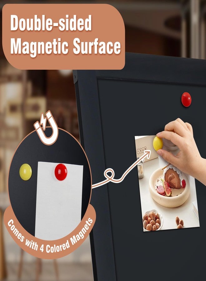 SELEAD Solid Wood Frame Chalkboard with Stand - 40" x 20" Magnetic Double Sided Sandwich Board Signs Outdoor Chalk Board Easel Pizarra for Menu, Business, Cafe, Event - Black - Image 4