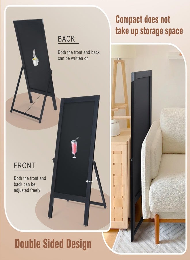 SELEAD Solid Wood Frame Chalkboard with Stand - 40" x 20" Magnetic Double Sided Sandwich Board Signs Outdoor Chalk Board Easel Pizarra for Menu, Business, Cafe, Event - Black - Image 2